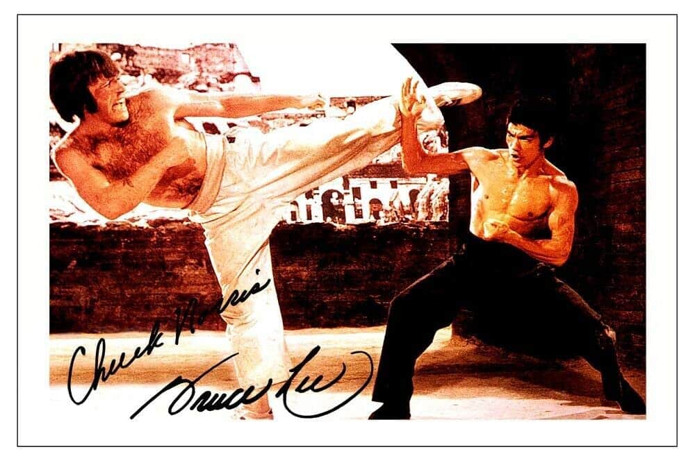 Bruce Lee & Chuck Norris Way Of The Dragon Signed