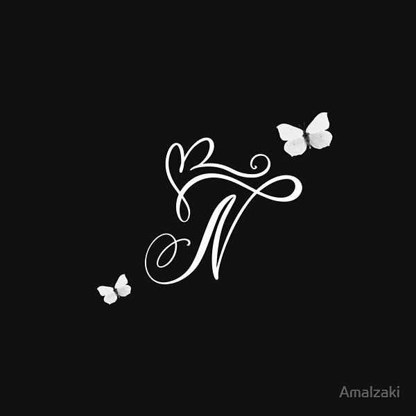 N letter signature style simple