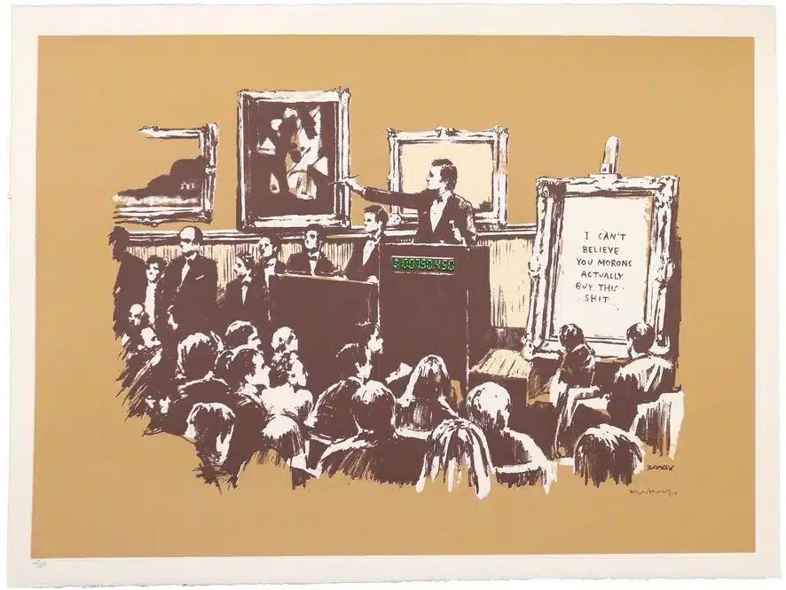 Banksy Morons (sepia) (Signed Print) 2007