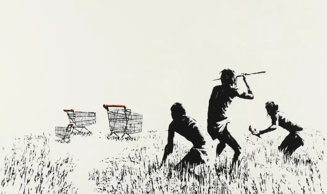 Banksy – Trolleys, Black and White