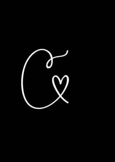 C signature with heart