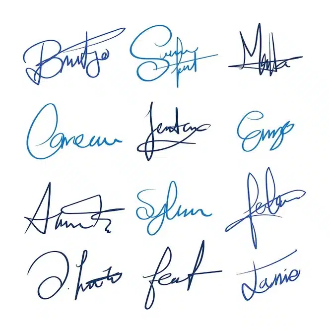 Handwritten signature examples for my name