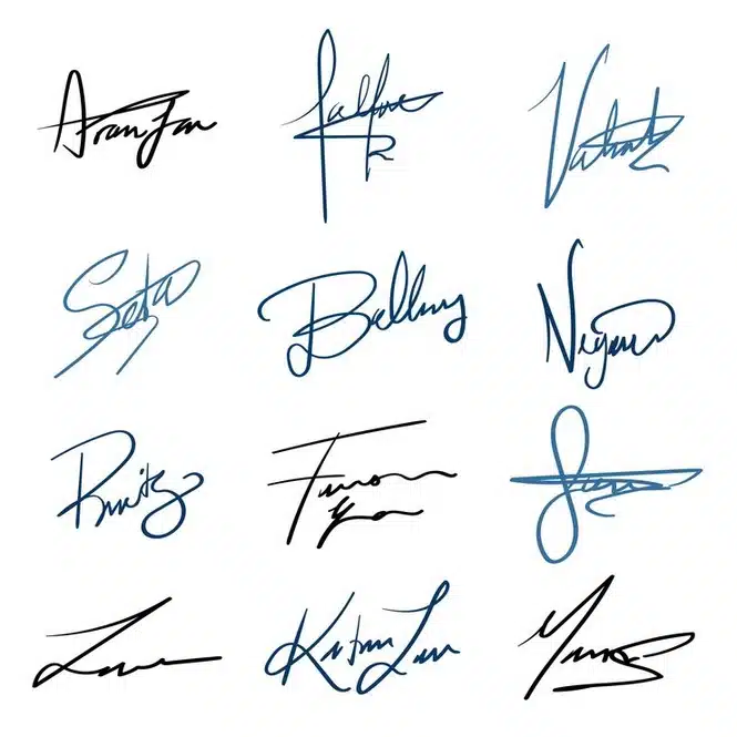 Handwritten signature examples