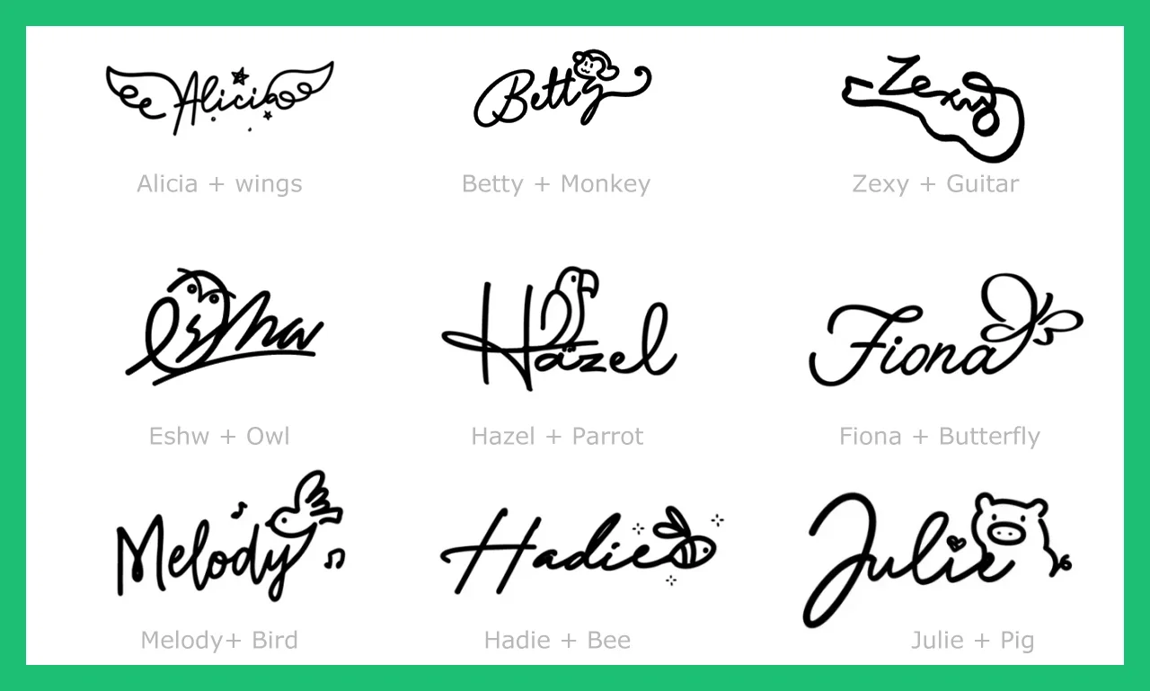 Kawaii signature - cutest cartoon signatures
