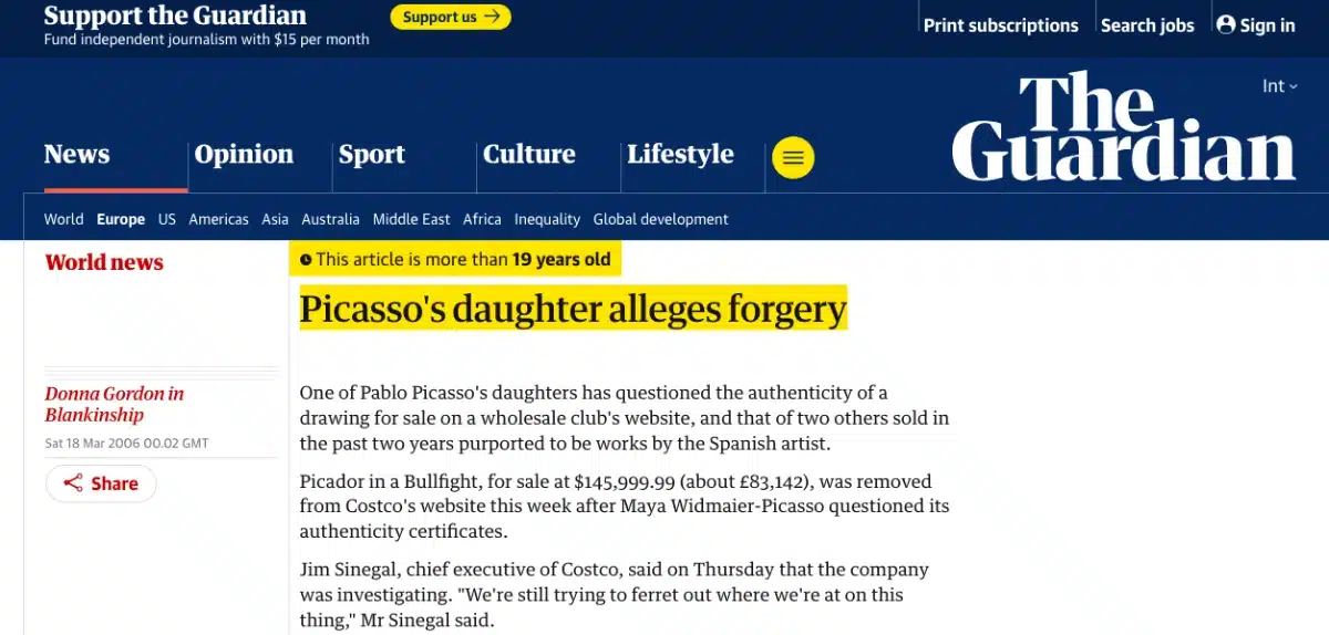 Picasso's daughter alleges forgery