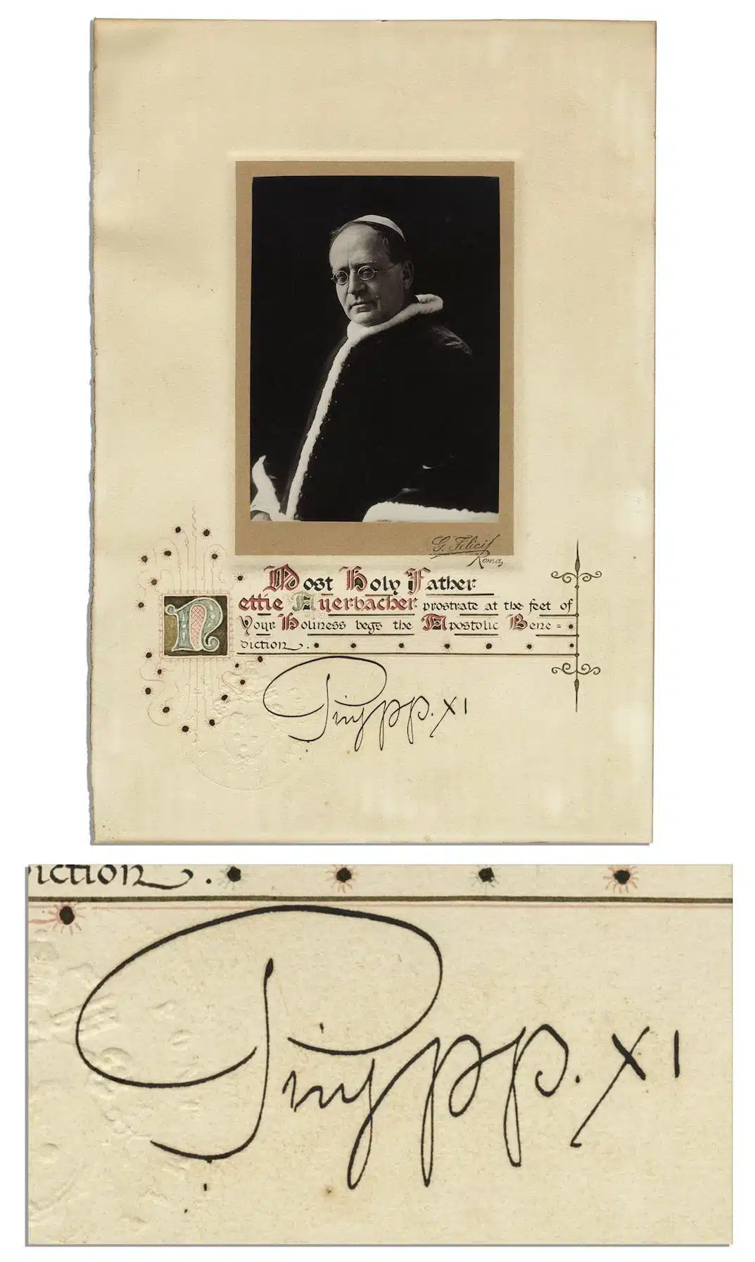 Pope Pius XI signature