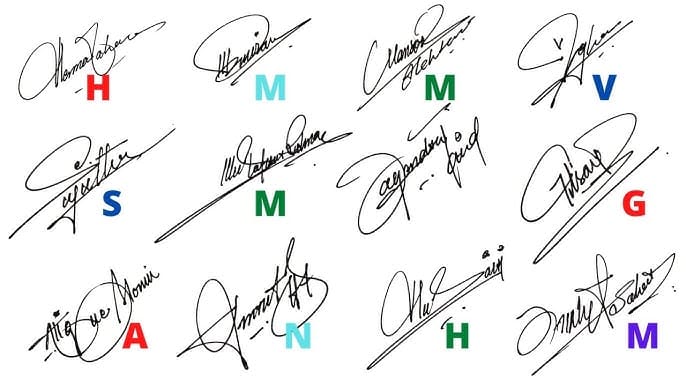 Signature for Alphabets A to Z